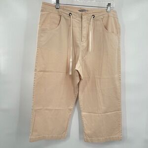 John Patrick Women's Beige Cropped Capri‎ Pants Drawstring Waist Size Large